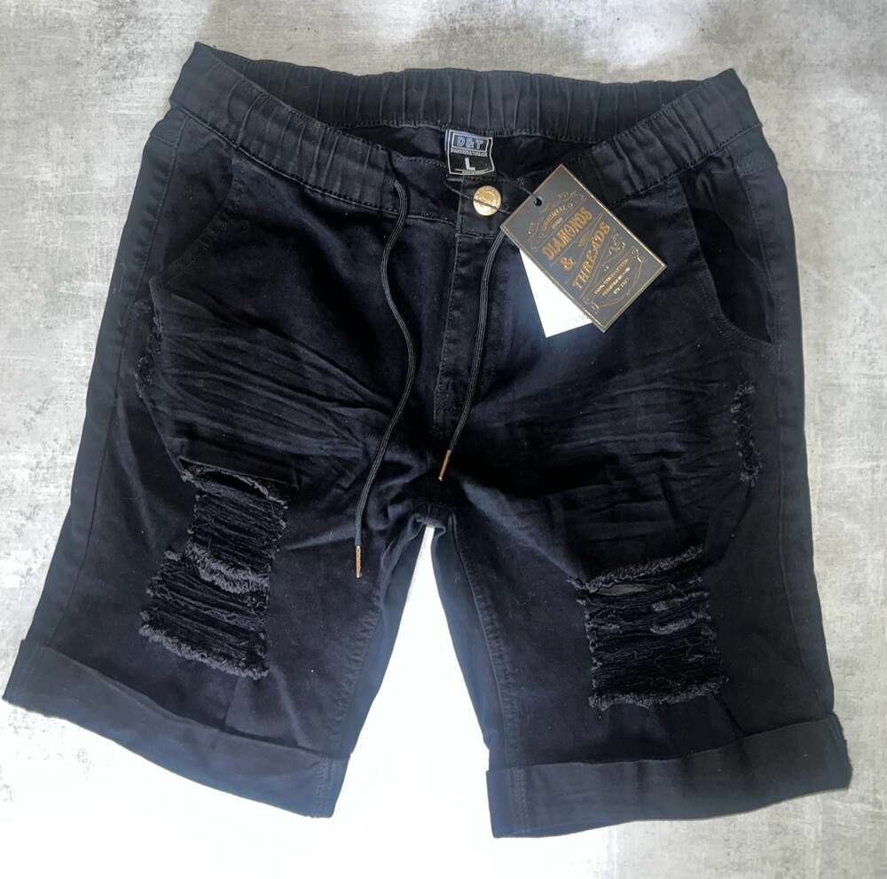 Diamonds & Threads Men's Distressed Black Denim Shorts Style DTP339 Size L